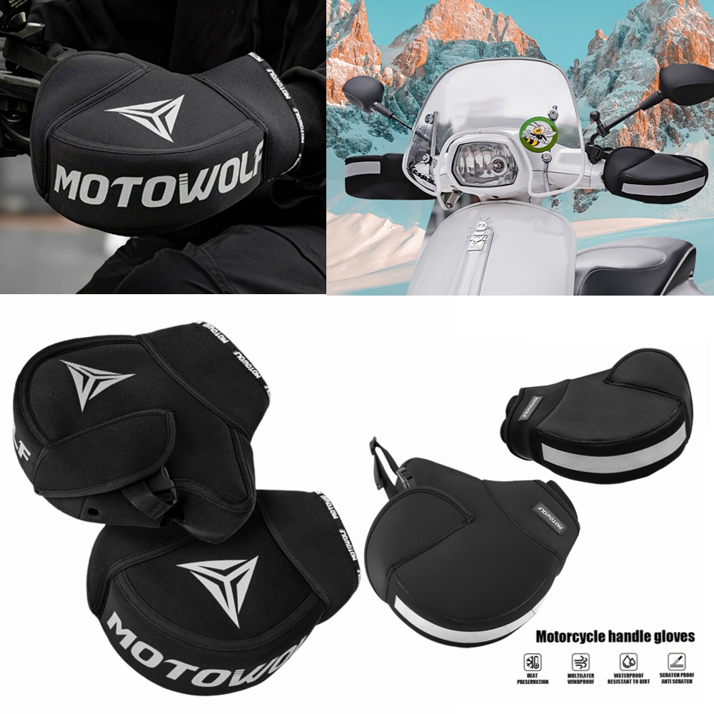 Heat Resistant Glove - 厚いオートバイと暖かいハンドルバーのマフ,防水,スクーター用,保護アクセサリー,サーマルグリップカバー,冬