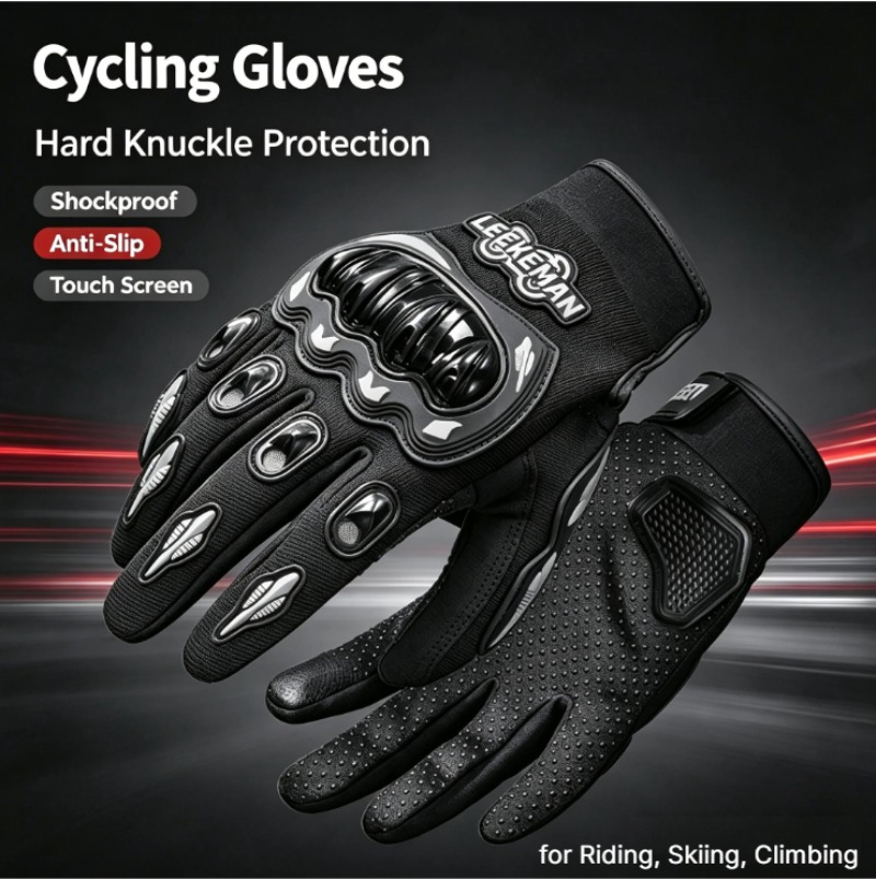 Motorcycle Glove Knuckle - 滑り止め加工、衝撃吸収機能付きのバイク用グローブ。硬い素材で指の関節を保護し、タッチスクリーン対応。通気性があり、摩耗に強く、バイク、スキー、登山などのアクティビティに最適。