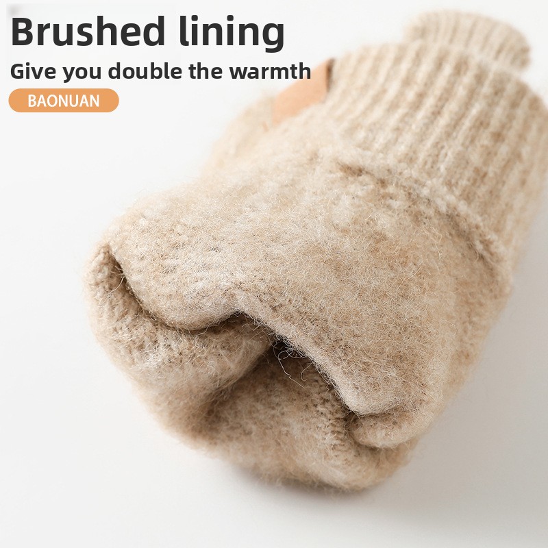 女性用、冬用、厚手のフリース裏地付きニット手袋、アルパカウー - Wool Glove Lined のレビューと価格