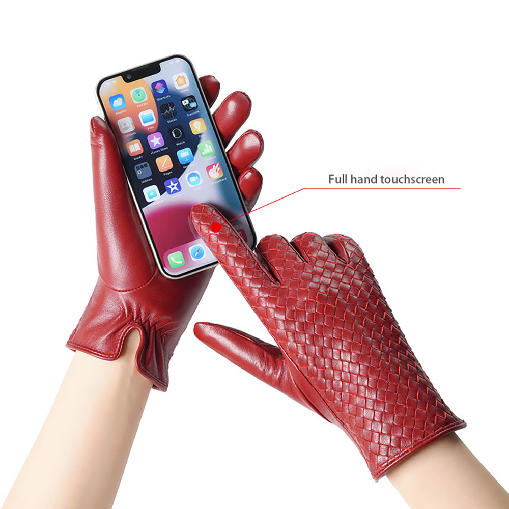 冬用のレディース本革製、暖かく、編み込みデザインのシープスキ - Wool Glove Lined のレビューと価格