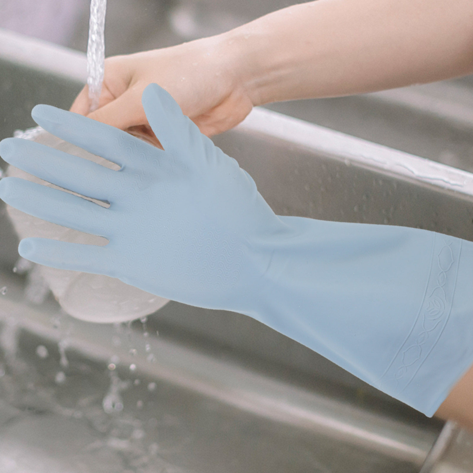 3組入り、防水ゴム製、長めの袖口付き、再利用可能なキッチン用 - Dish Glove Rubber のレビューと価格