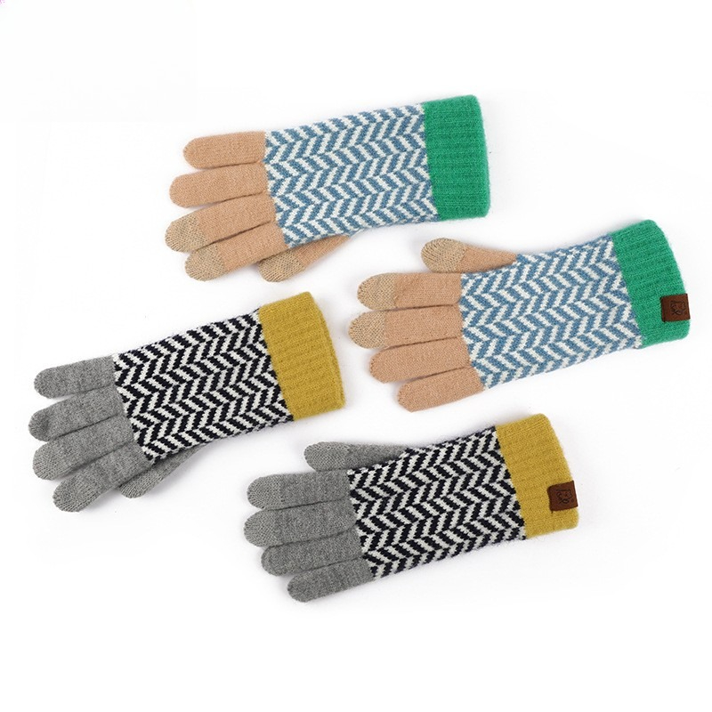 秋冬用 ウール カラーブロック ニット手袋 レトロ ジャカー - Wool Glove Lined のレビューと価格