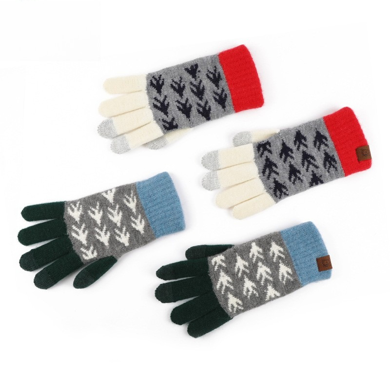 秋冬用 ウール カラーブロック ニット手袋 レトロ ジャカー - Wool Glove Lined のレビューと価格